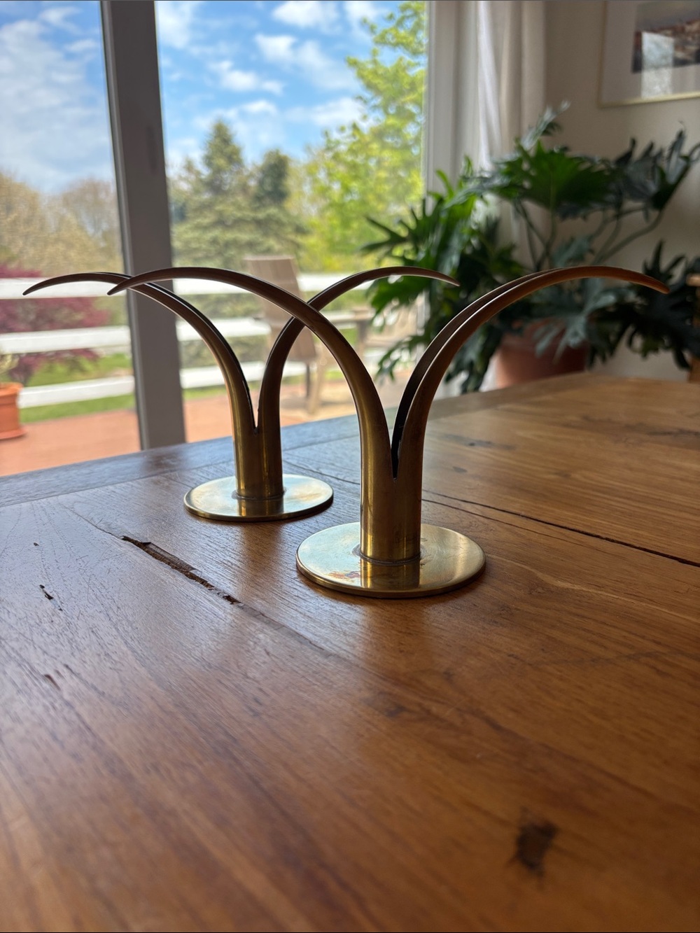 Vintage Sweden-Set of 2 MCM Lily Brass Candle Holders